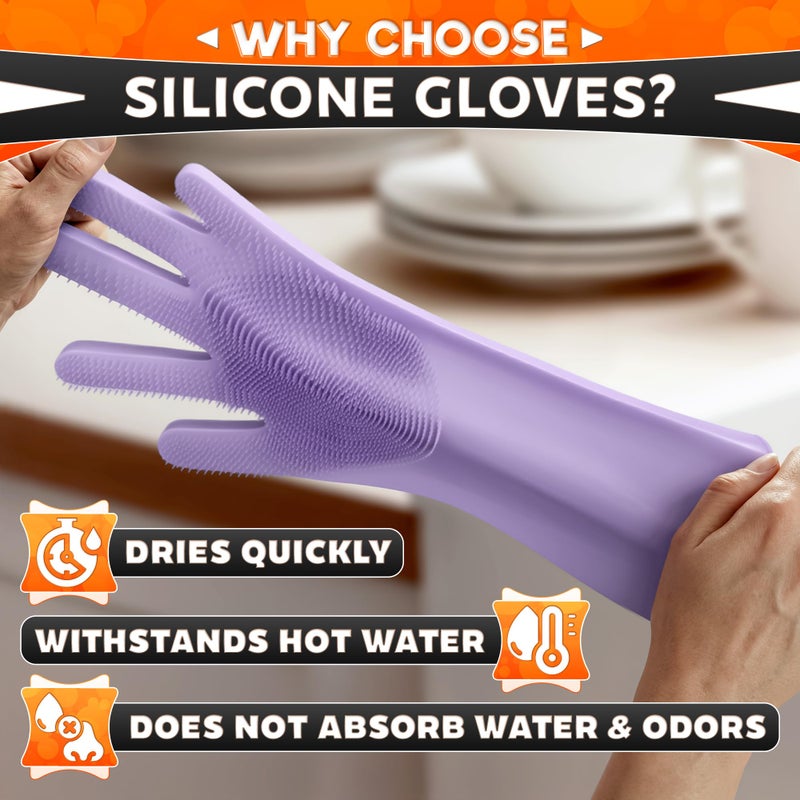 ALPENKOK Silicone Dish Gloves with Scrubbers â€“ Thick Tear-Resistant Dishwashing Gloves â€“ Reusable and Long-Lasting for Multi-Purpose Use, Durable and Strong for Washing Dishes, Kitchen Cleaning & Daily Chores - Image 3